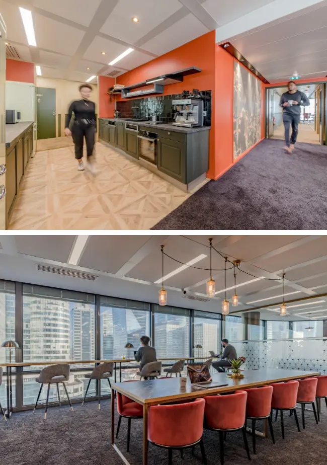 Cuisine équipée et moderne dans l’espace de coworking Now La Défense