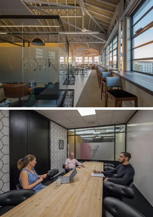 Espace vitré lumineux avec vue panoramique chez Now coworking Lyon.