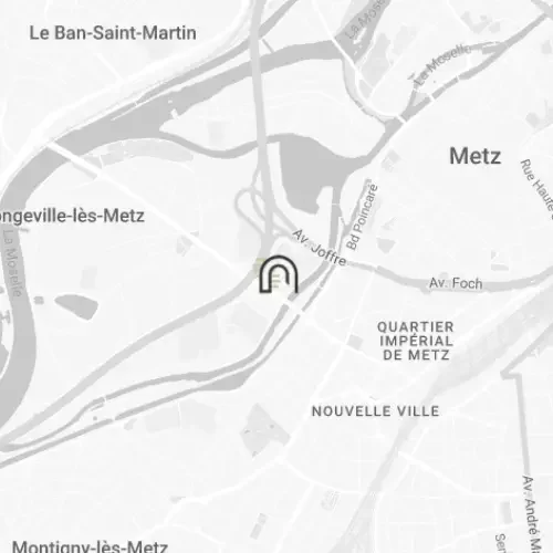 Carte indiquant l’emplacement de Now coworking Metz, facilement accessible depuis le centre-ville.